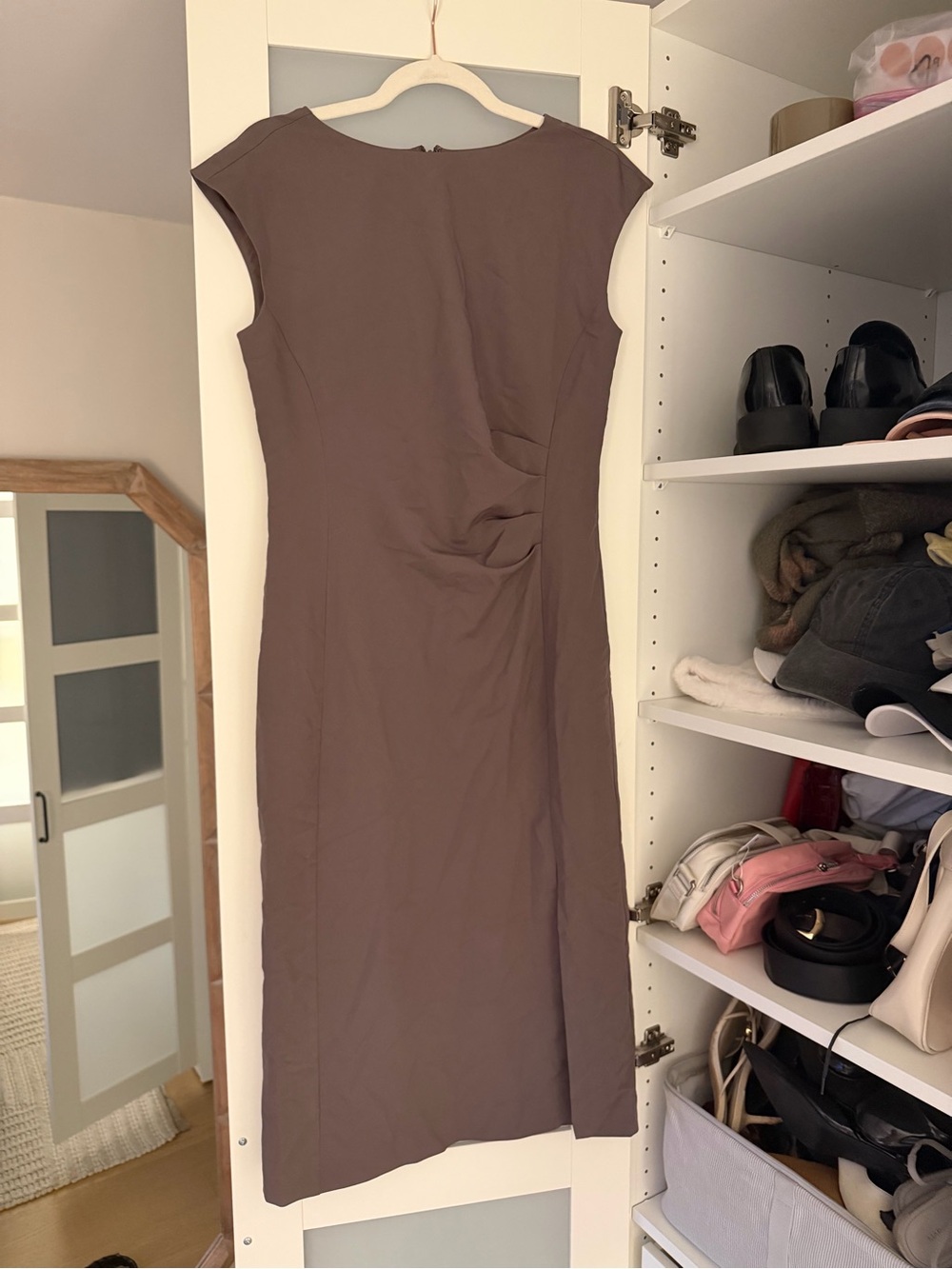 Nordstrom Taupe Cap-Sleeve Sheath Dress